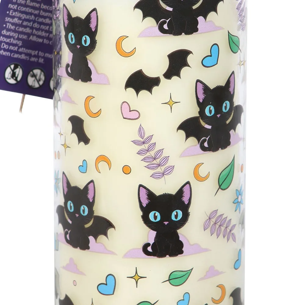 Cute and Creepy Cat Print Lavender Tube Candle - Image 3