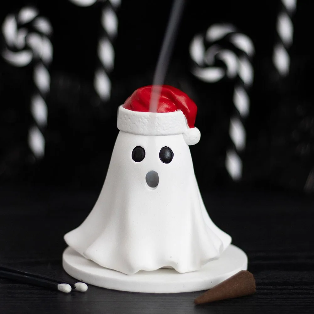 Ghost with Santa Hat Incense Cone Holder Ghost with Santa Hat Incense Cone Holder
