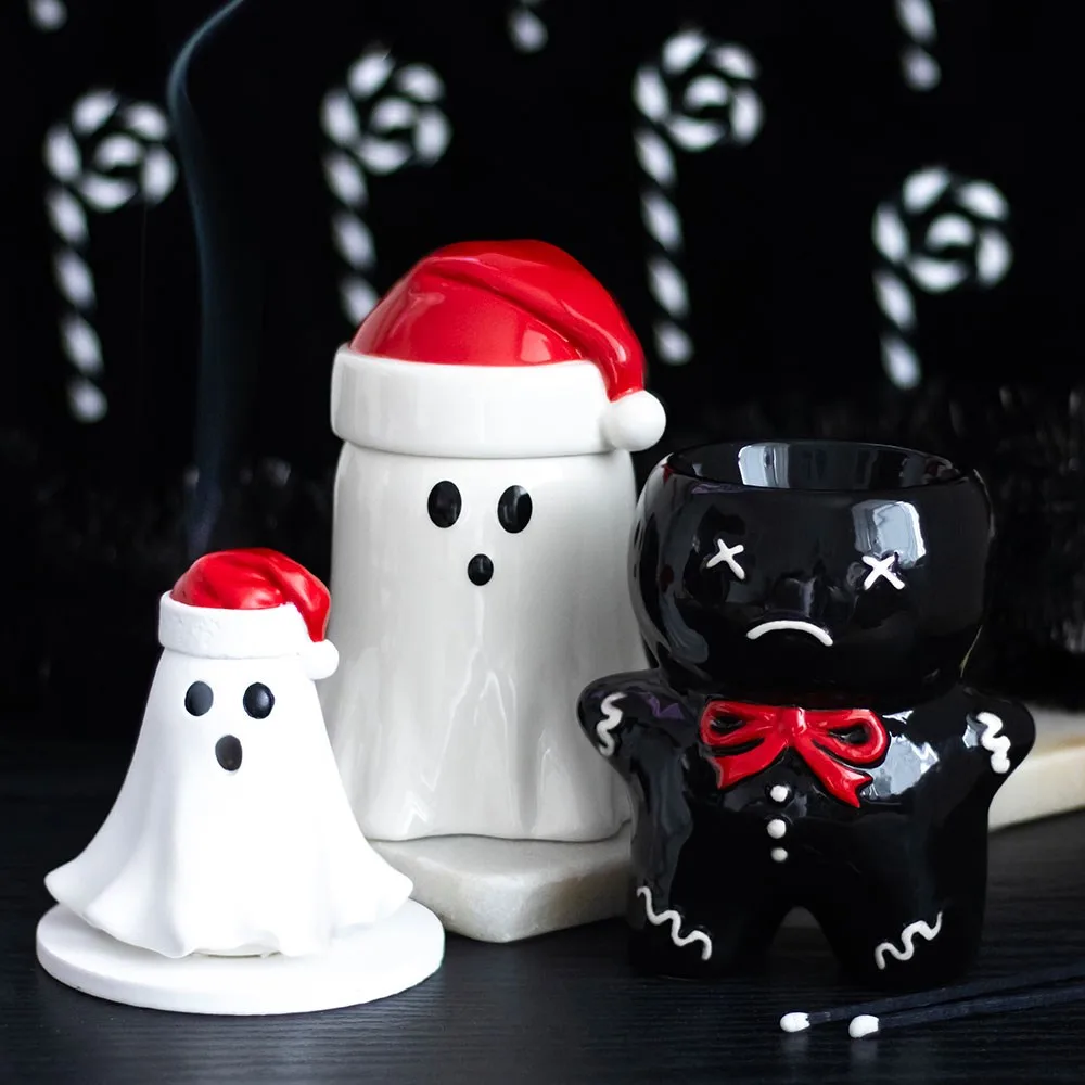 Ghost with Santa Hat Incense Cone Holder - Image 6