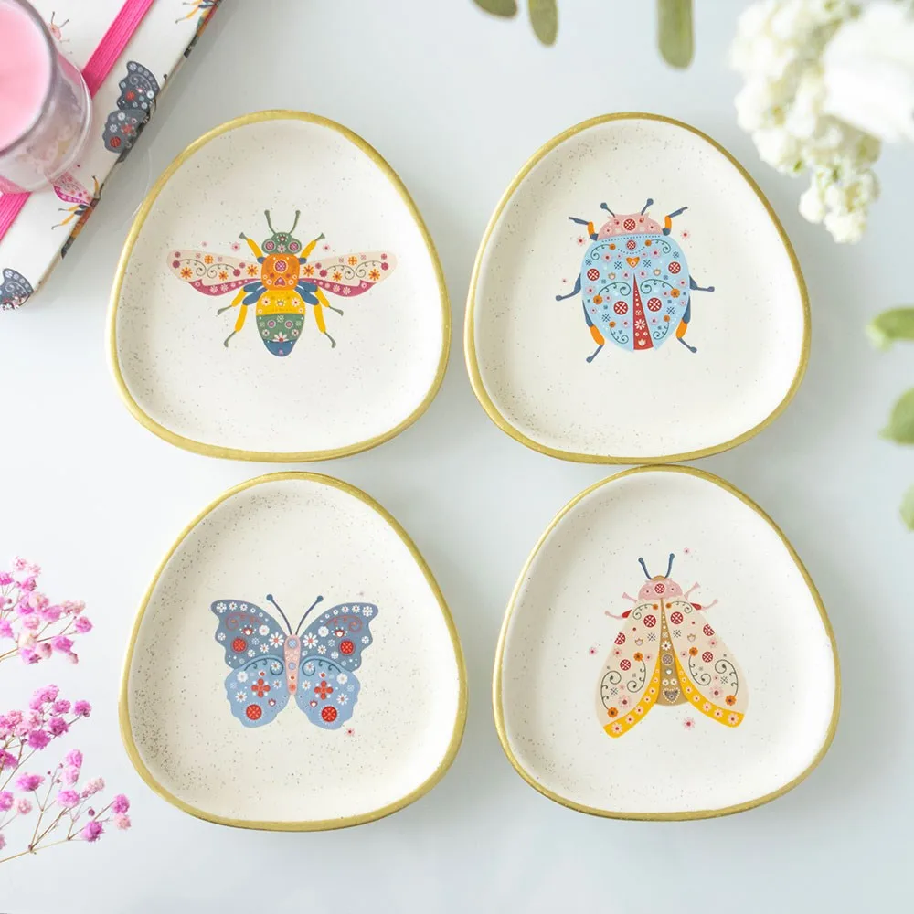 Set of 4 Floral Bug Trinket Dishes Set of 4 Floral Bug Trinket Dishes