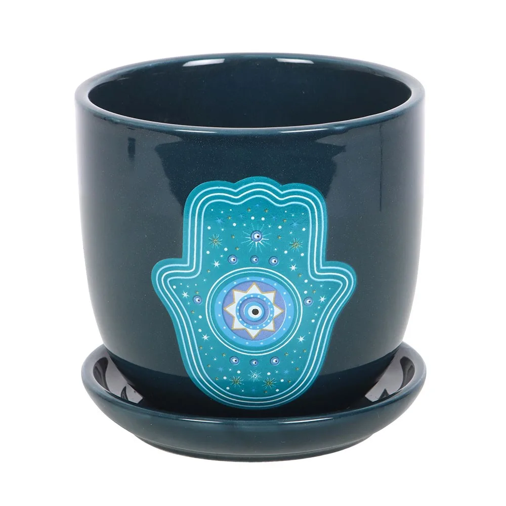 Hand of Hamsa Ceramic Plant Pot, photo 2 of 5