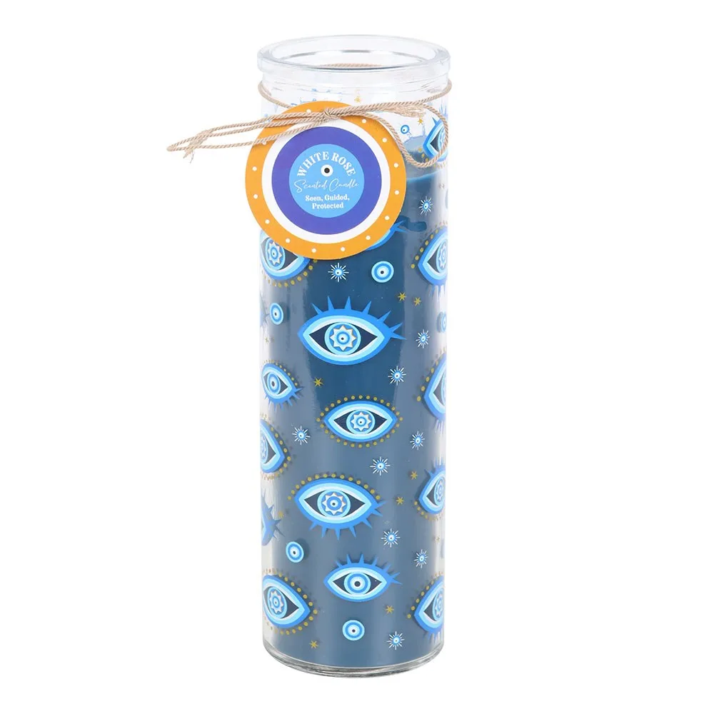 All Seeing Eye Print White Rose Tube Candle - Image 2