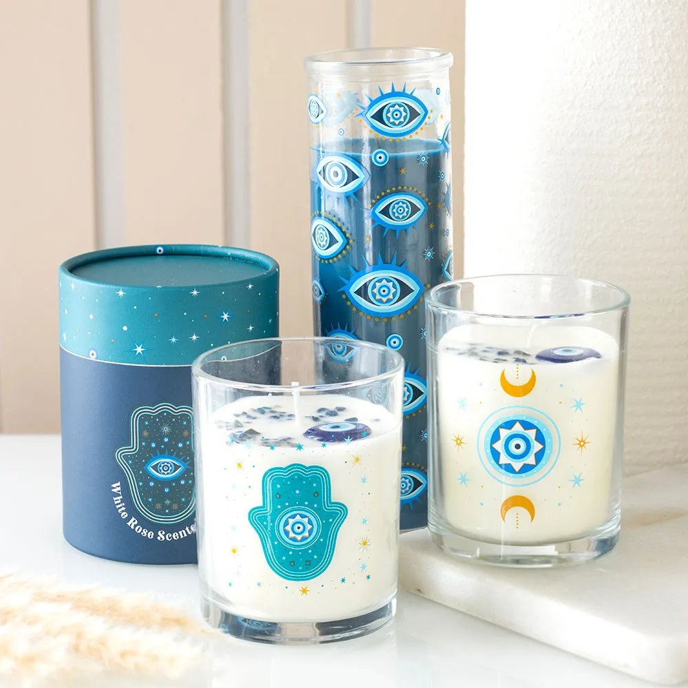 All Seeing Eye Print White Rose Tube Candle - Image 5