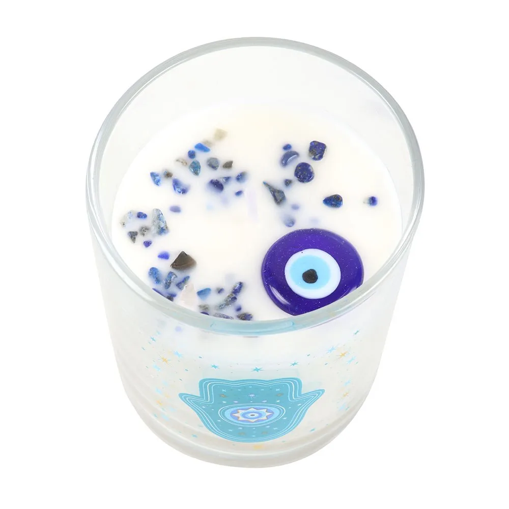 Hand of Hamsa White Rose Candle with Crystals, photo 4 of 6