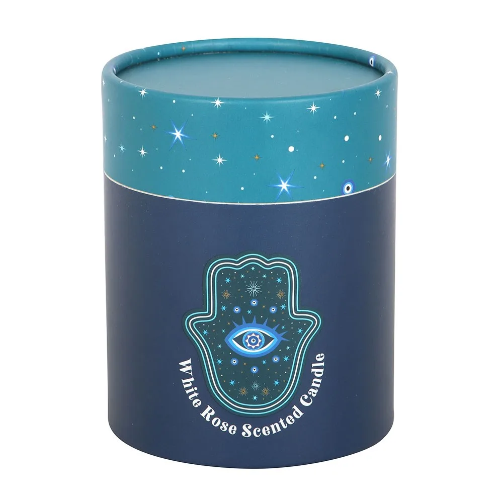 Hand of Hamsa White Rose Candle with Crystals, photo 5 of 6