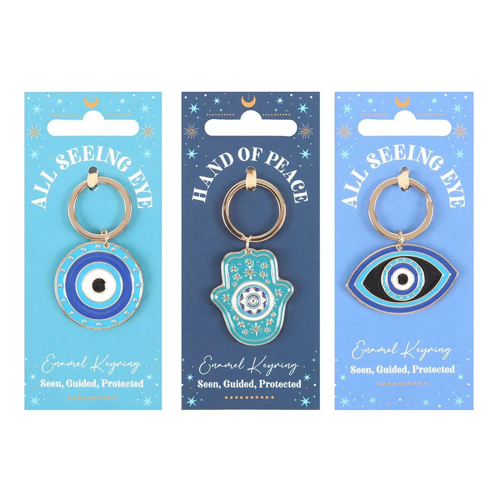 Set of 18 All Seeing Eye Keyrings on Display - Image 4