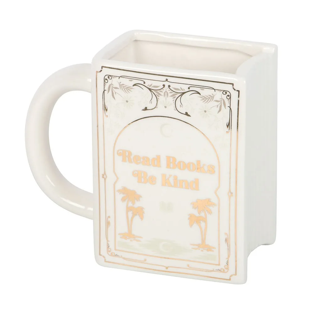 Read Books Be Kind White Book Shaped Mug - Image 2