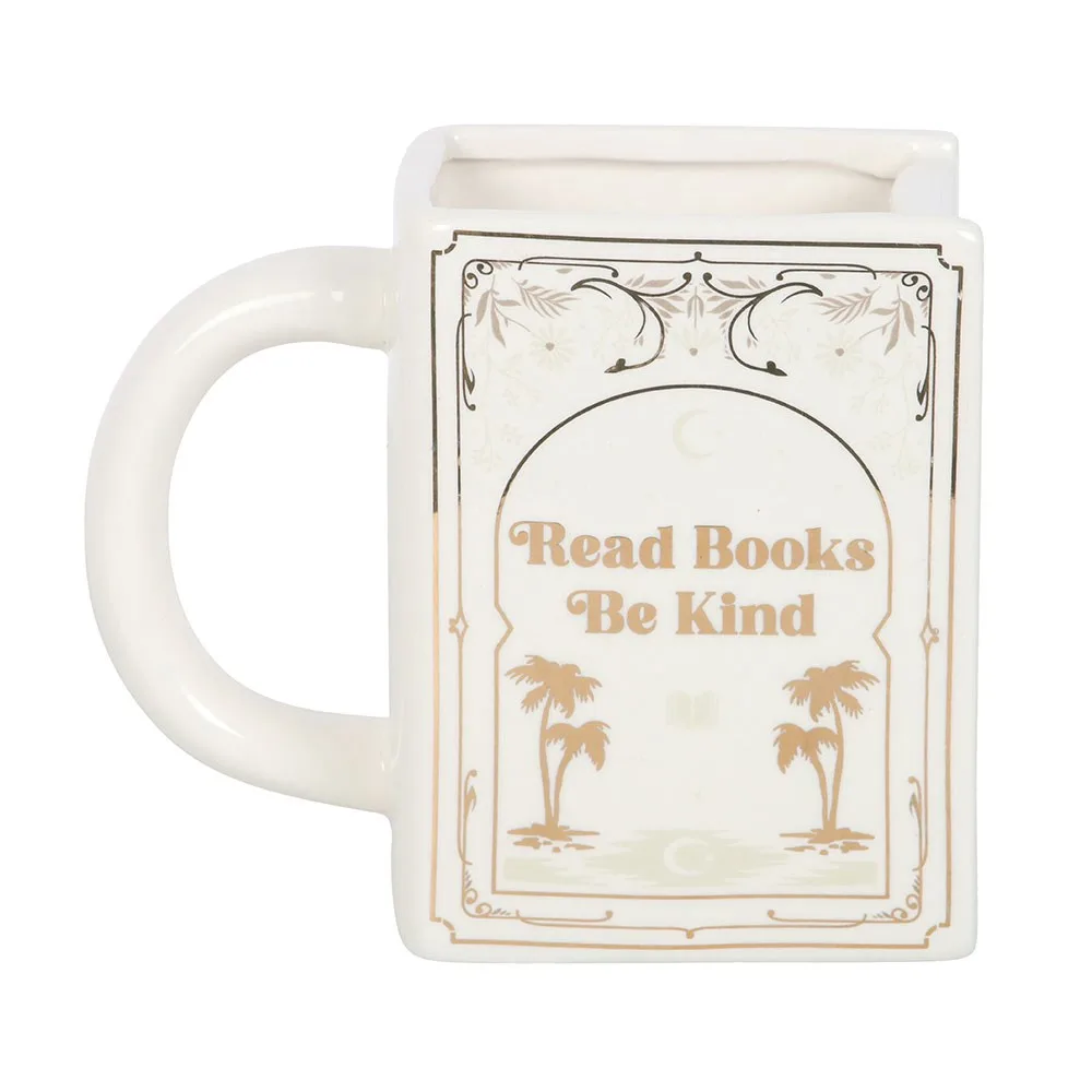 Read Books Be Kind White Book Shaped Mug - Image 3