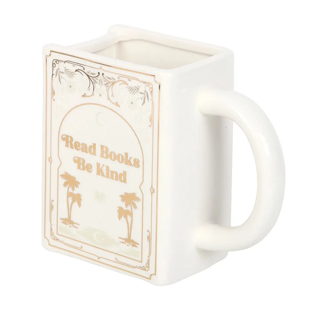 Read Books Be Kind White Book Shaped Mug - Image 4