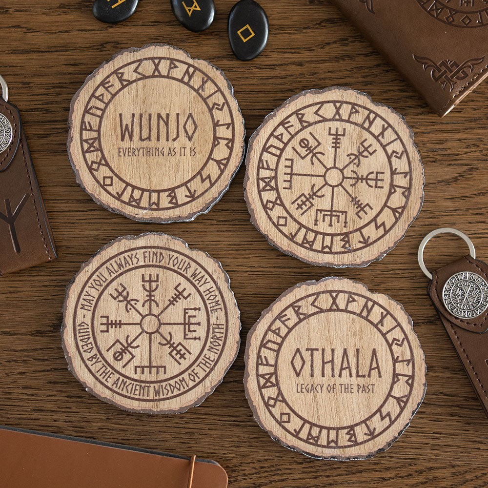 Set of 4 Norse Mythology Wood Slice Coasters Set of 4 Norse Mythology Wood Slice Coasters