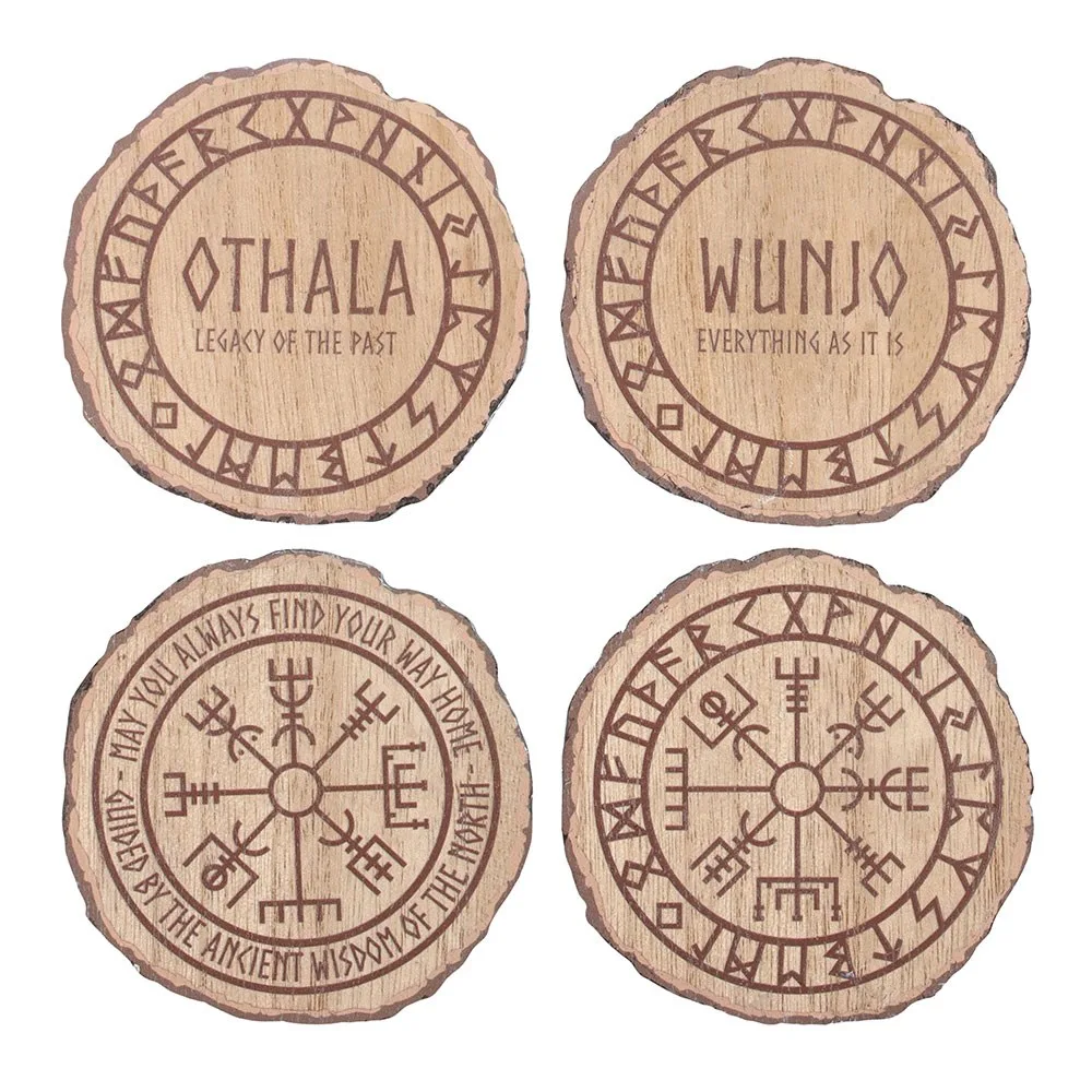 Set of 4 Norse Mythology Wood Slice Coasters - Image 2