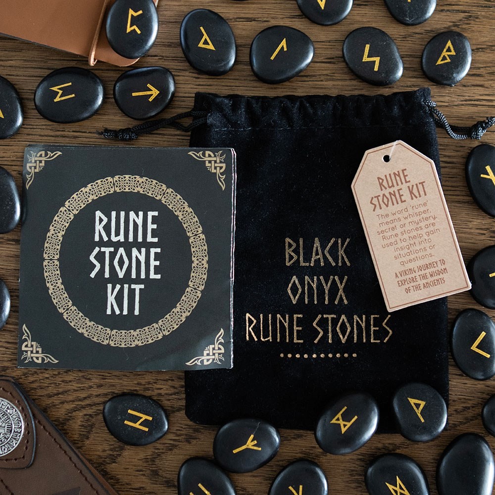 Set of 25 Black Onyx Viking Rune Stones Set of 25 Black Onyx Viking Rune Stones