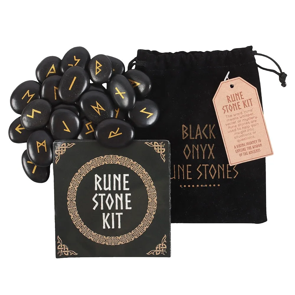 Set of 25 Black Onyx Viking Rune Stones - Image 2