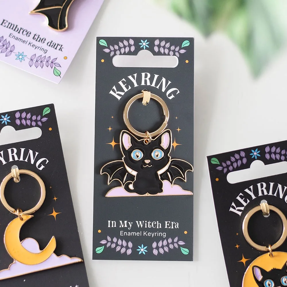 In My Witch Era Bat Cat Enamel Keyring In My Witch Era Bat Cat Enamel Keyring