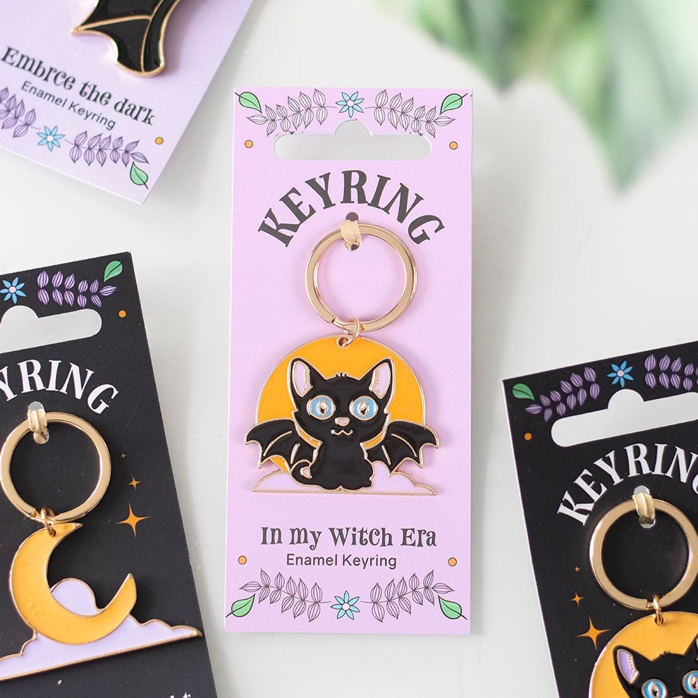 In My Witch Era Bat Cat and Moon Enamel Keyring In My Witch Era Bat Cat and Moon Enamel Keyring