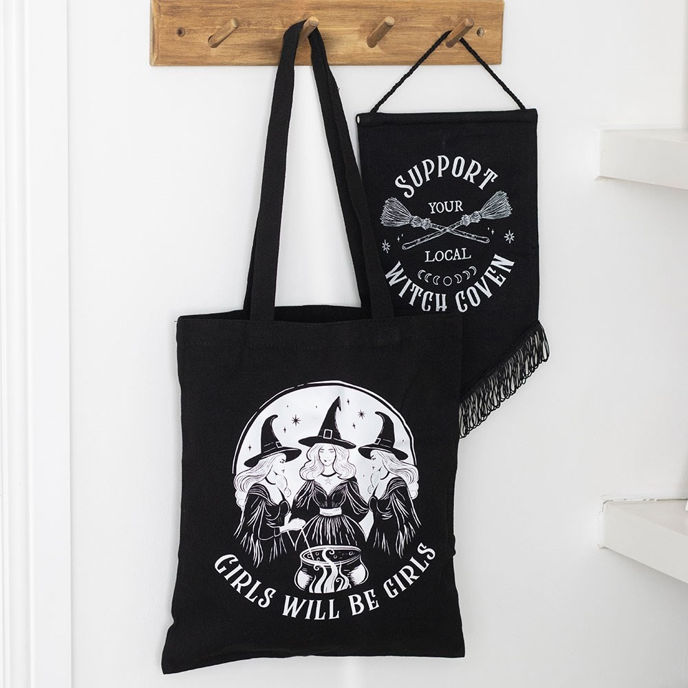 Girls Will Be Girls Witchy Polycotton Tote Bag Girls Will Be Girls Witchy Polycotton Tote Bag
