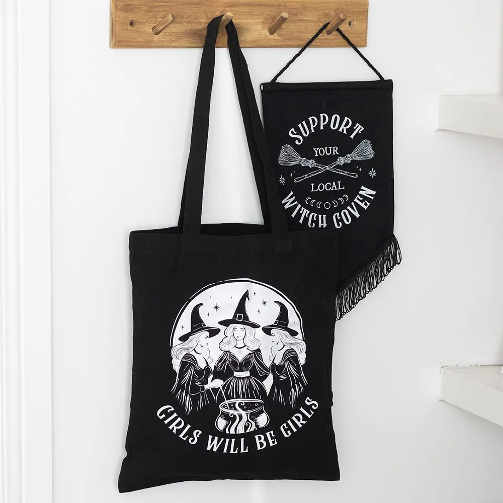 Girls Will Be Girls Witchy Polycotton Tote Bag Girls Will Be Girls Witchy Polycotton Tote Bag