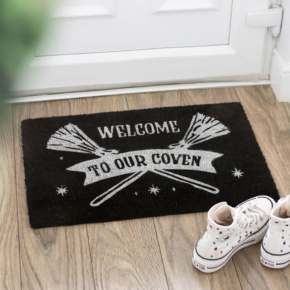 Black Welcome to Our Coven Doormat Black Welcome to Our Coven Doormat