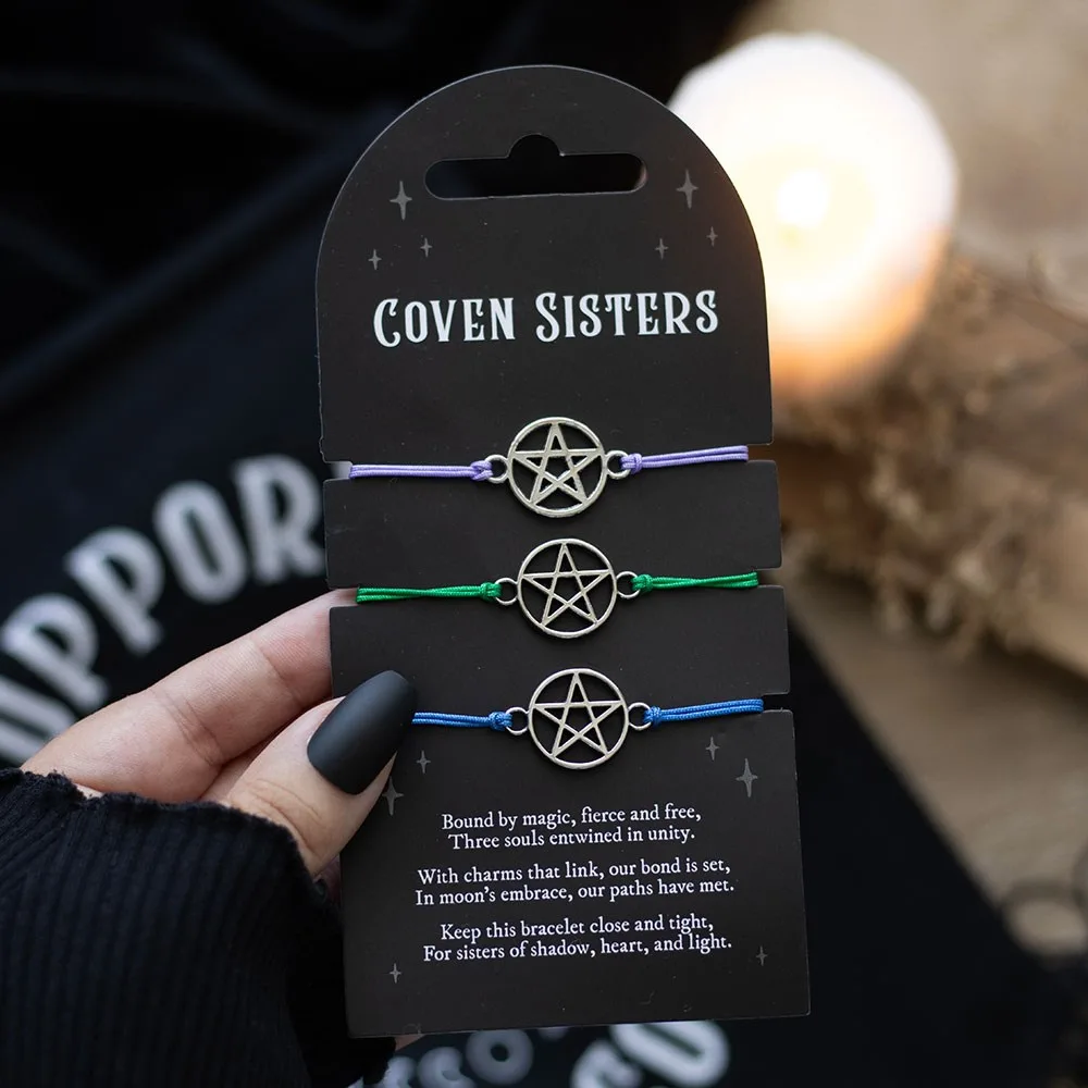 Set of 3 Coven Sisters Pentagram Bracelets Set of 3 Coven Sisters Pentagram Bracelets