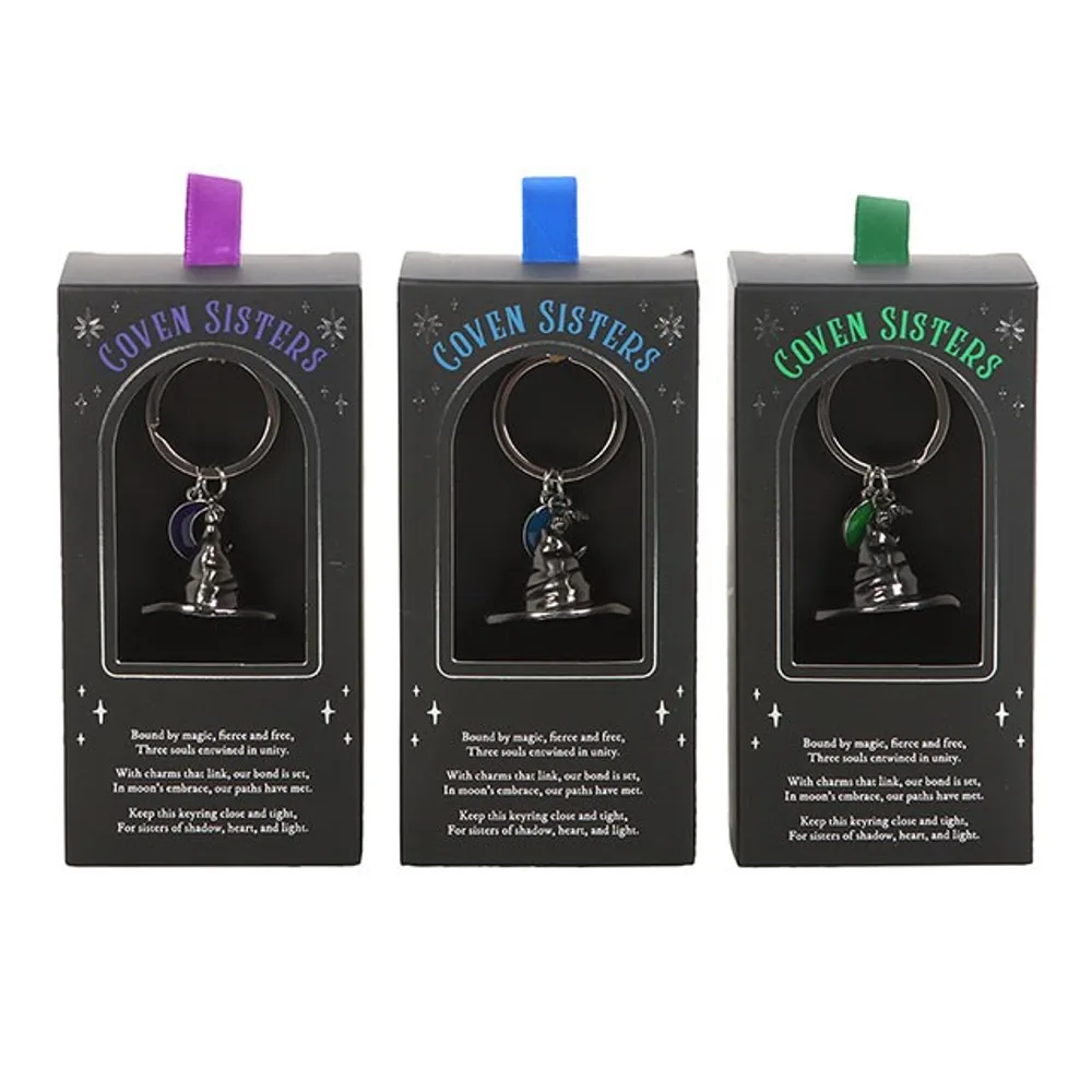Set of 3 Coven Sisters Witch Hat Keyrings, photo 2 of 4