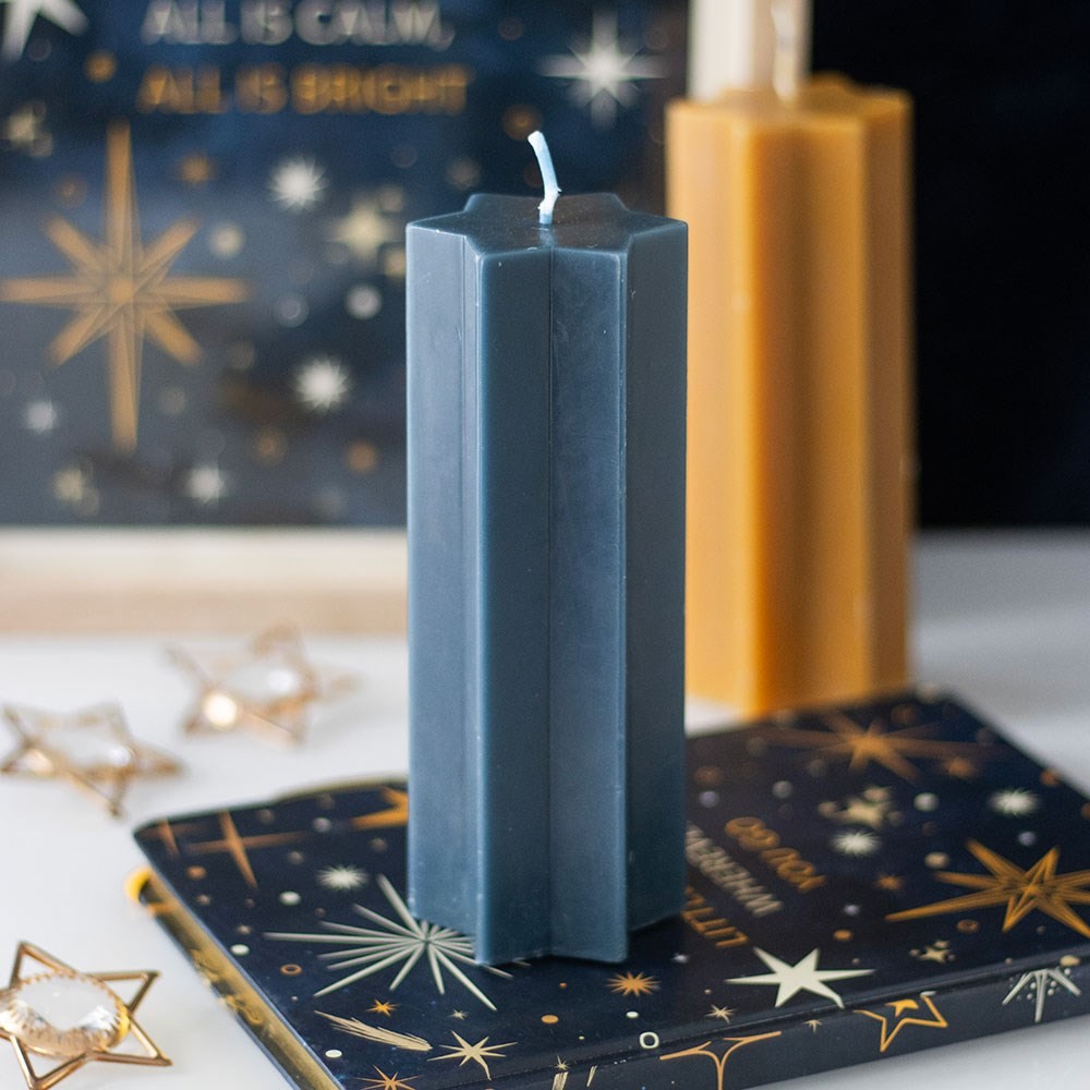 Navy Starry Night Star Shaped Taper Candle Navy Starry Night Star Shaped Taper Candle