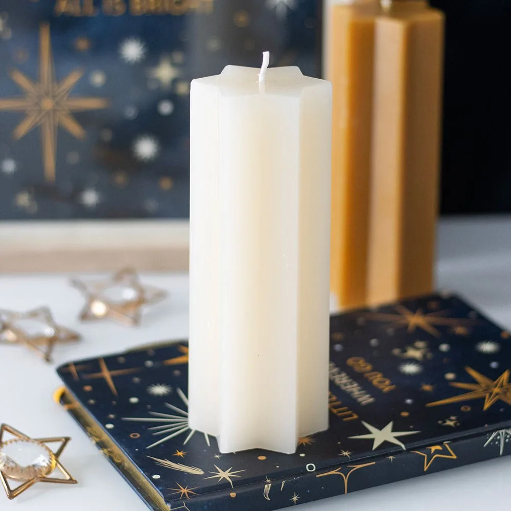 Cream Starry Night Star Shaped Taper Candle Cream Starry Night Star Shaped Taper Candle