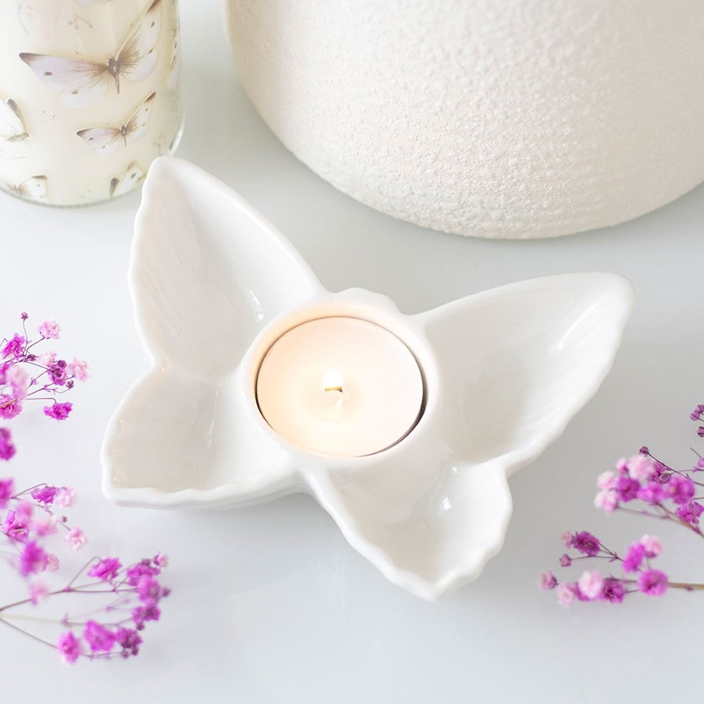White Butterfly Tealight Candle Holder White Butterfly Tealight Candle Holder