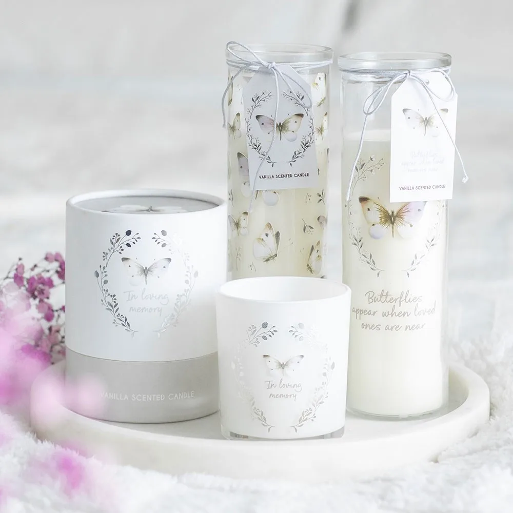 In Loving Memory White Butterfly Vanilla Candle - Image 5