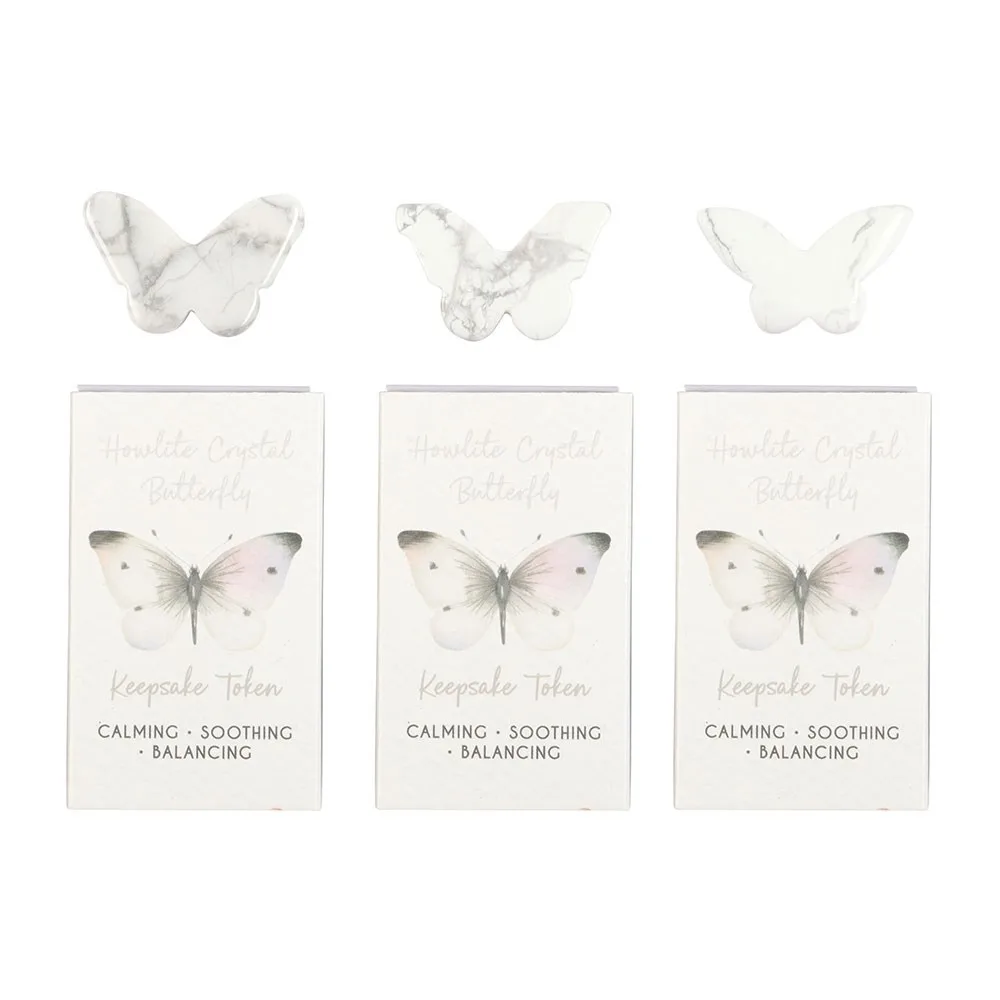 Set of 24 Howlite Butterfly Keepsake Tokens in Display - Image 2