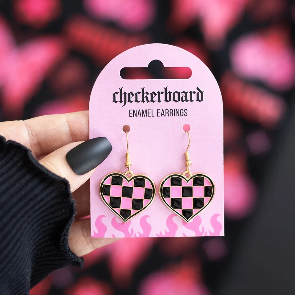 Checkerboard Heart Earrings Checkerboard Heart Earrings