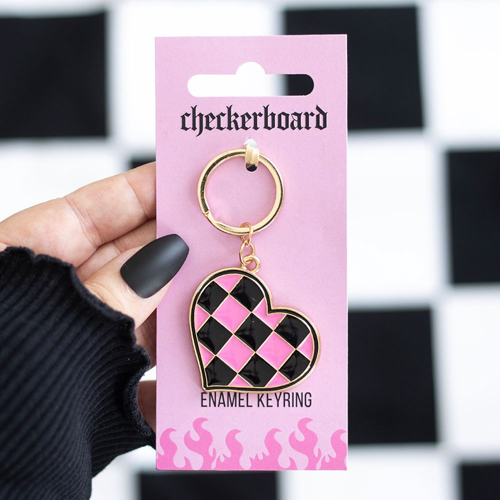 Checkerboard Heart Keyring Checkerboard Heart Keyring