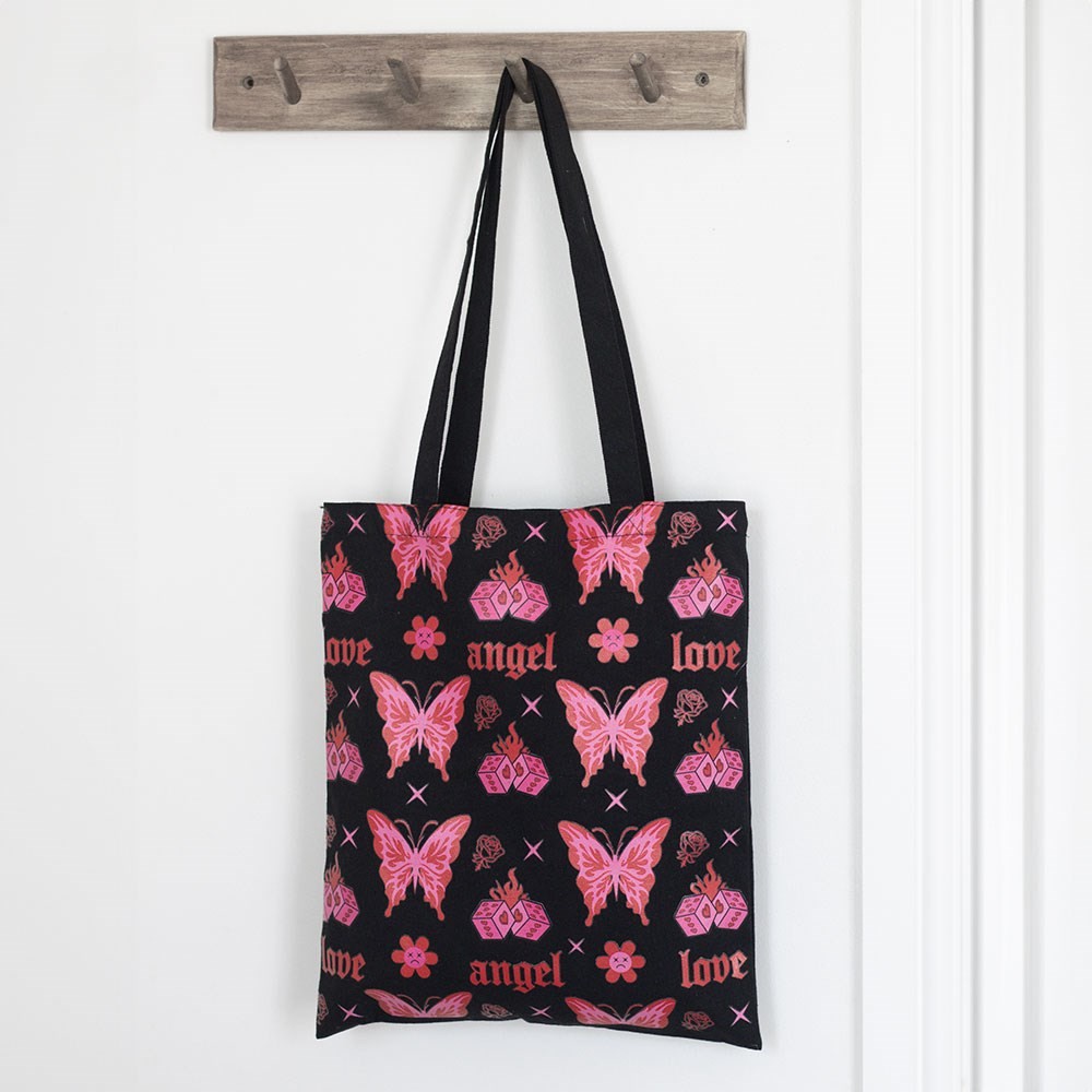 Flaming Butterfly Print Polycotton Tote Bag Flaming Butterfly Print Polycotton Tote Bag