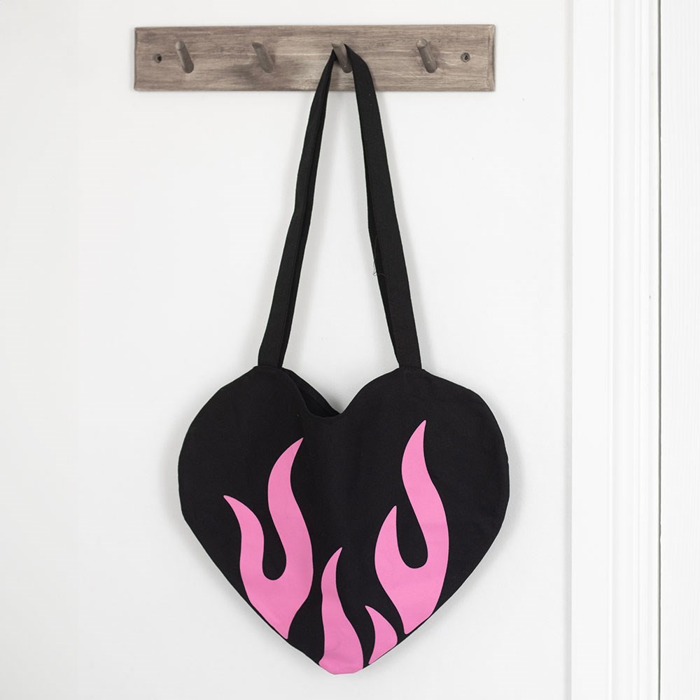 Burning Heart Satin Tote Bag Burning Heart Satin Tote Bag