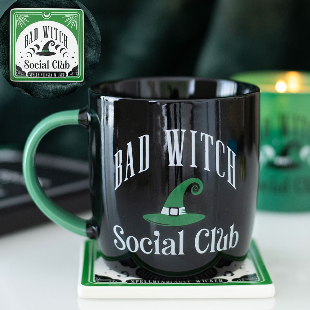 Bad Witch Social Club Mug and Coaster Set Bad Witch Social Club Mug and Coaster Set