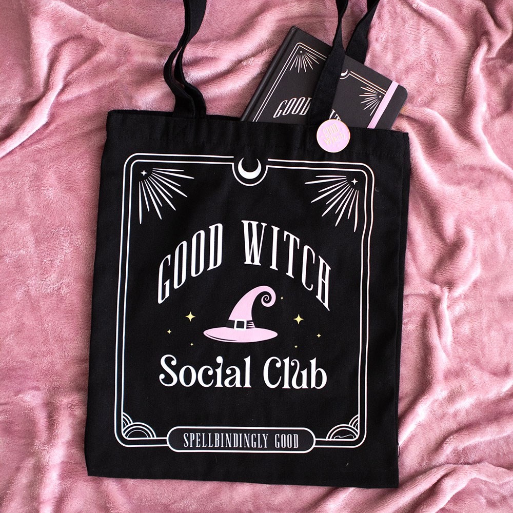 Good Witch Social Club Polycotton Tote Bag with Pin Badge Good Witch Social Club Polycotton Tote Bag with Pin Badge