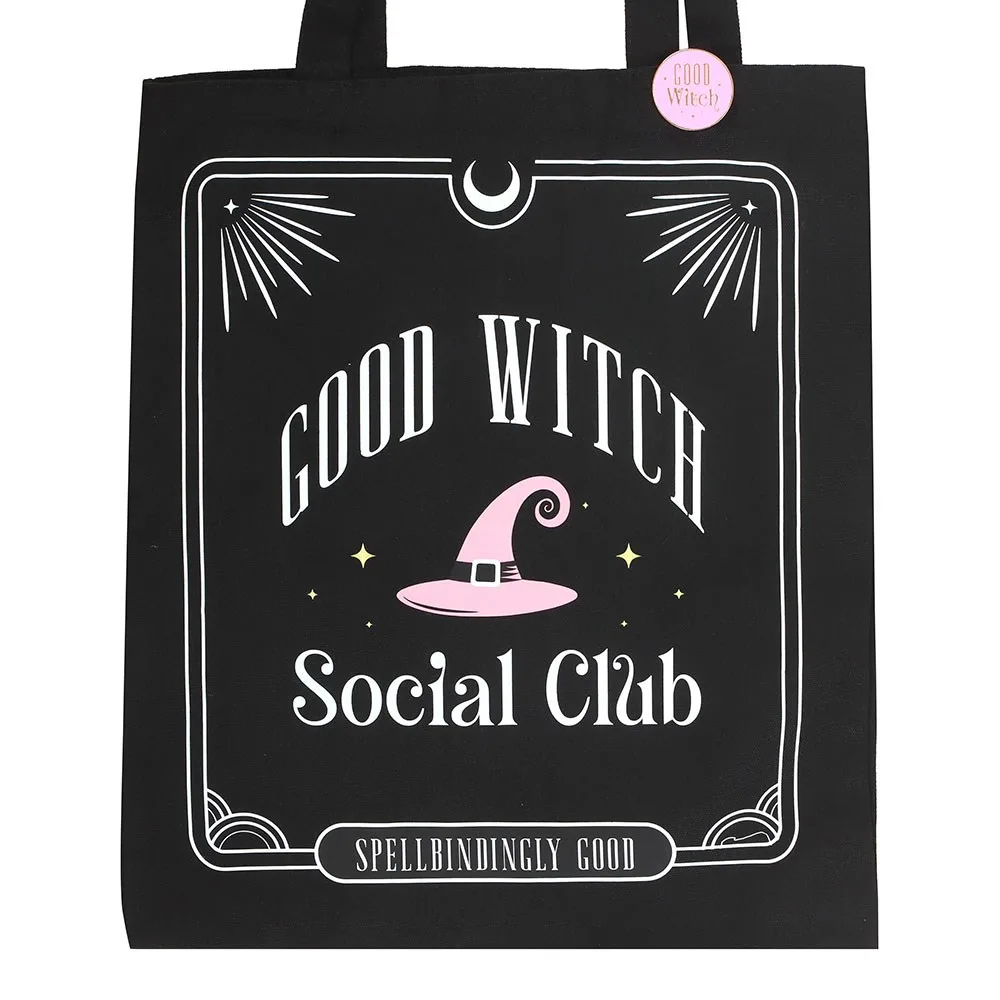 Good Witch Social Club Polycotton Tote Bag with Pin Badge - Image 3