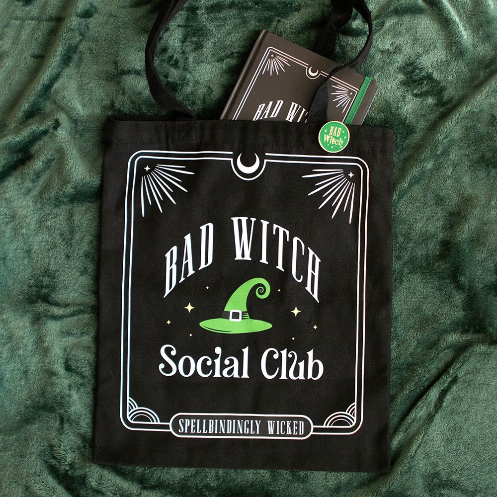 Bad Witch Social Club Polycotton Tote Bag with Pin Badge Bad Witch Social Club Polycotton Tote Bag with Pin Badge
