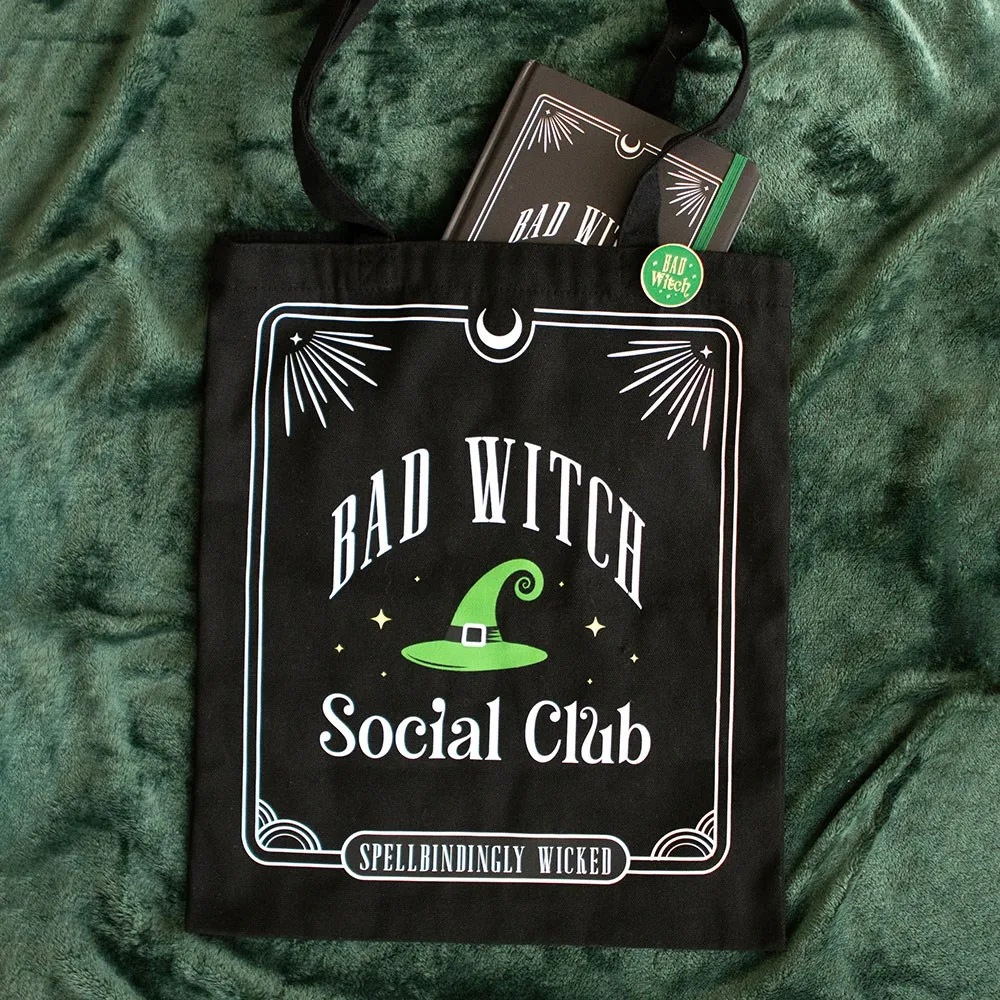Bad Witch Social Club Polycotton Tote Bag with Pin Badge Bad Witch Social Club Polycotton Tote Bag with Pin Badge
