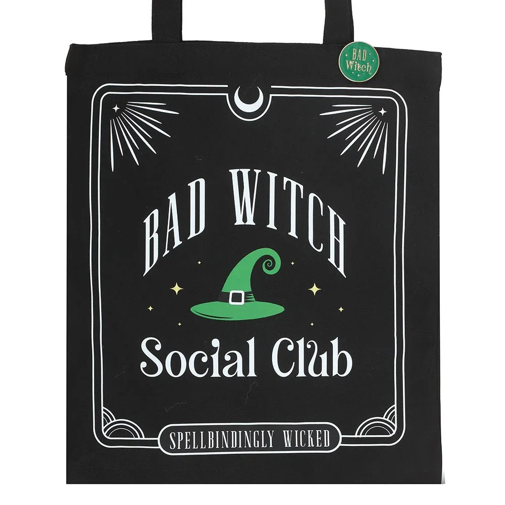 Bad Witch Social Club Polycotton Tote Bag with Pin Badge - Image 3