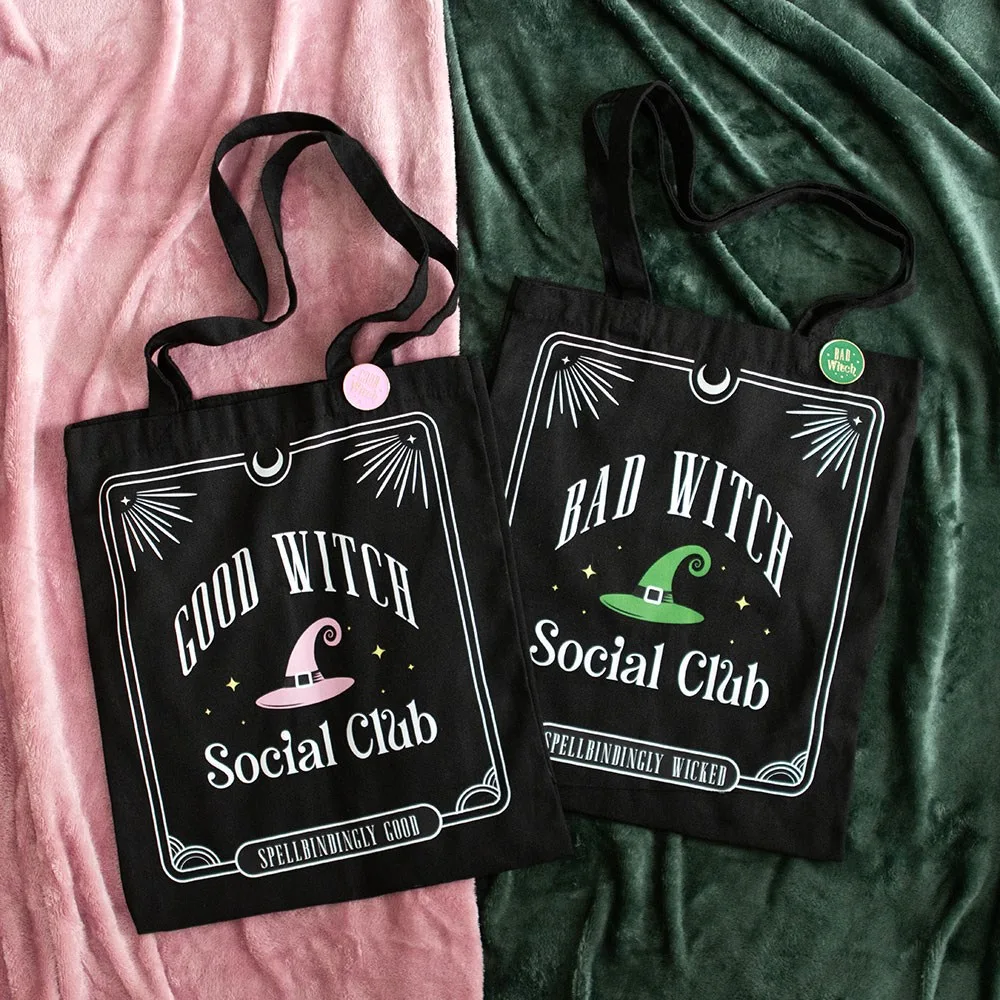 Bad Witch Social Club Polycotton Tote Bag with Pin Badge - Image 6