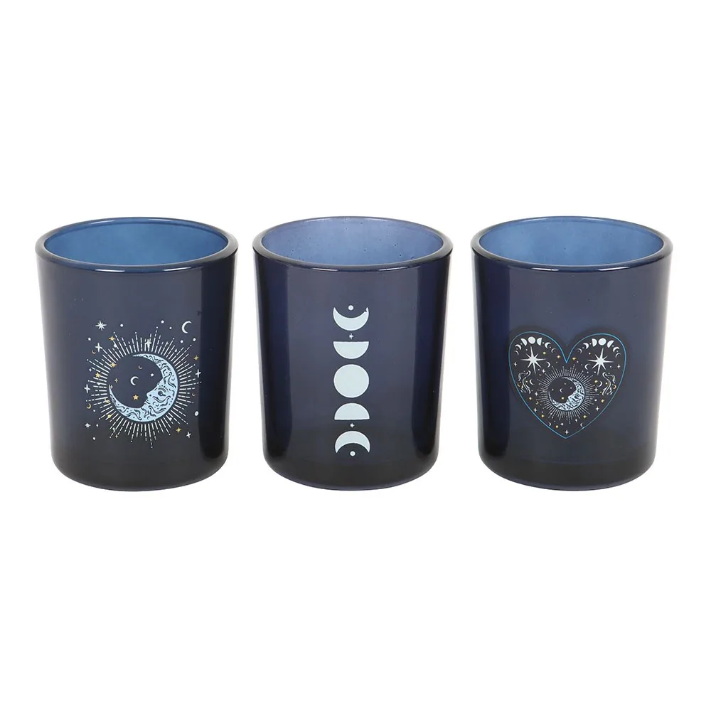 Set of 3 Blue Moon Votive Candle Holders - Image 2