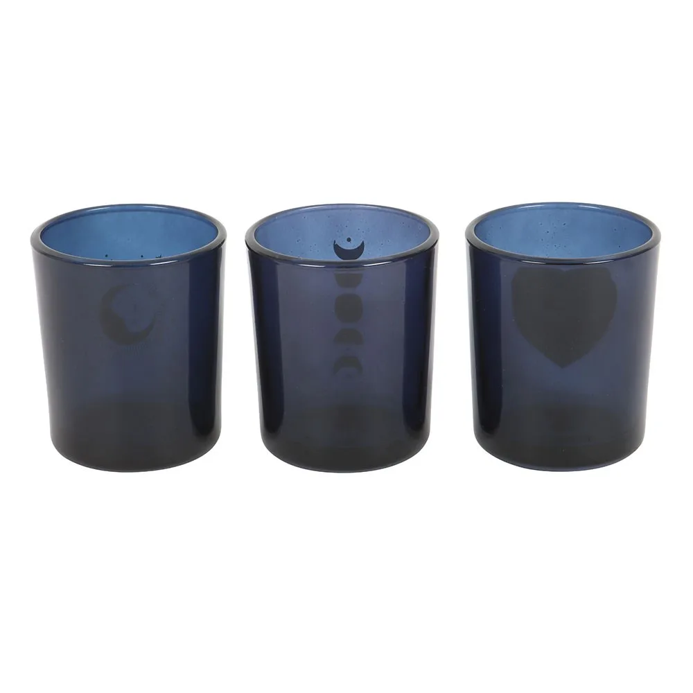 Set of 3 Blue Moon Votive Candle Holders - Image 3