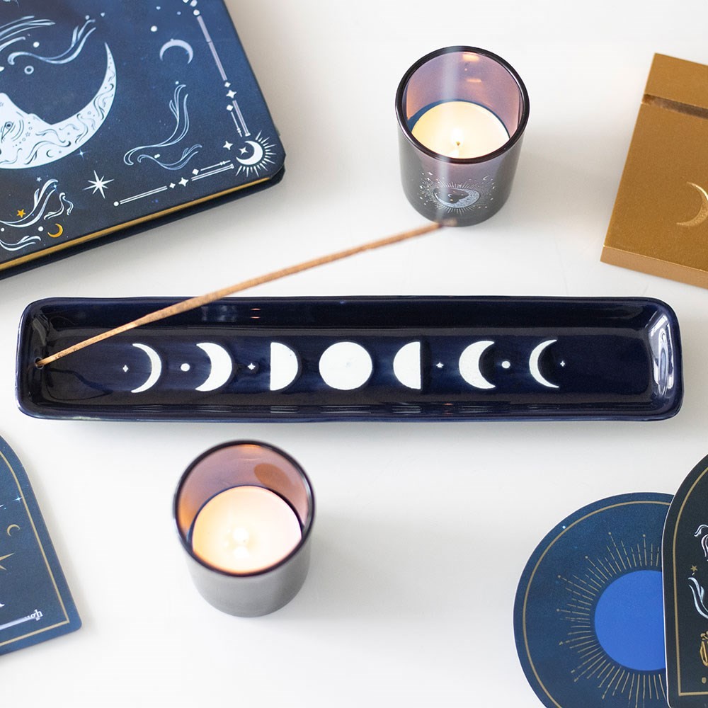 Blue Moon Phase Ceramic Incense Ash Catcher Blue Moon Phase Ceramic Incense Ash Catcher