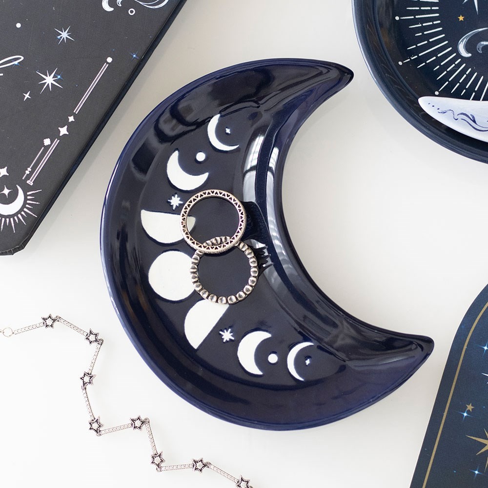 Blue Moon Phase Crescent Moon Trinket Dish Blue Moon Phase Crescent Moon Trinket Dish