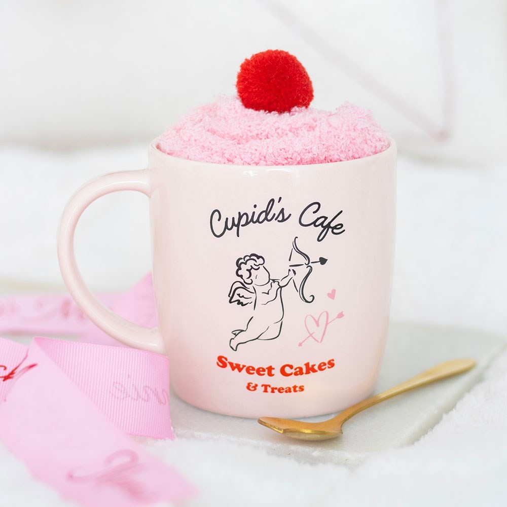 Cupid’s Café Mug, Spoon and Socks Set Cupid’s Café Mug, Spoon and Socks Set