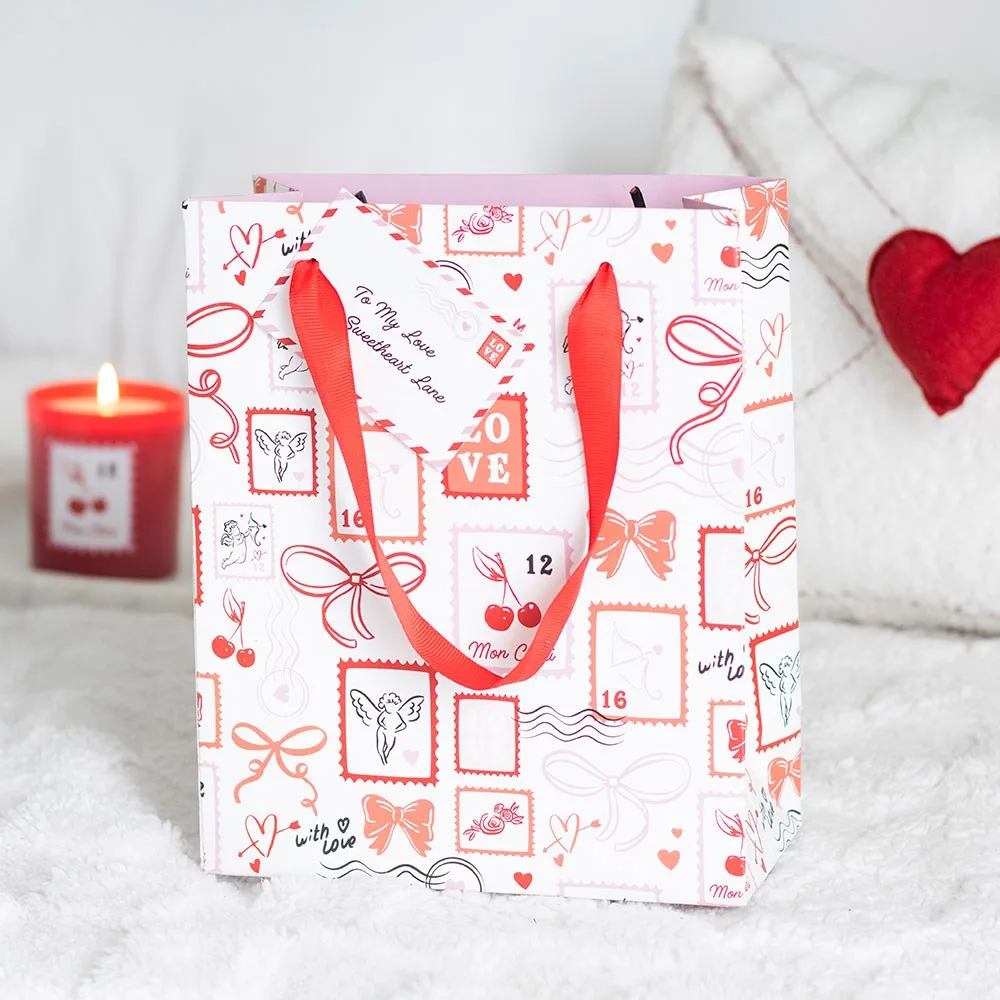 Valentine Postage Stamp Print Gift Bag Valentine Postage Stamp Print Gift Bag