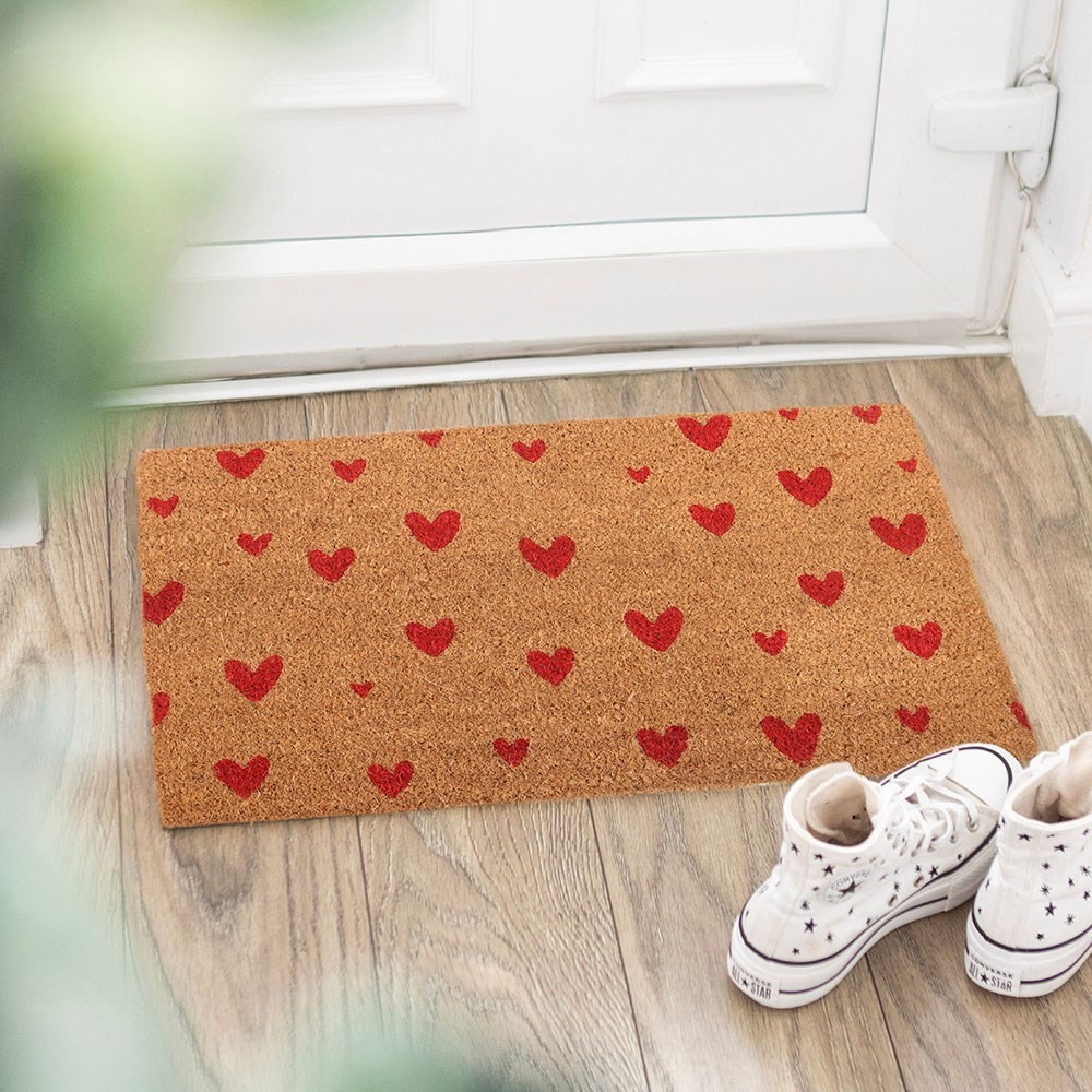 Natural Red Love Heart Doormat Natural Red Love Heart Doormat