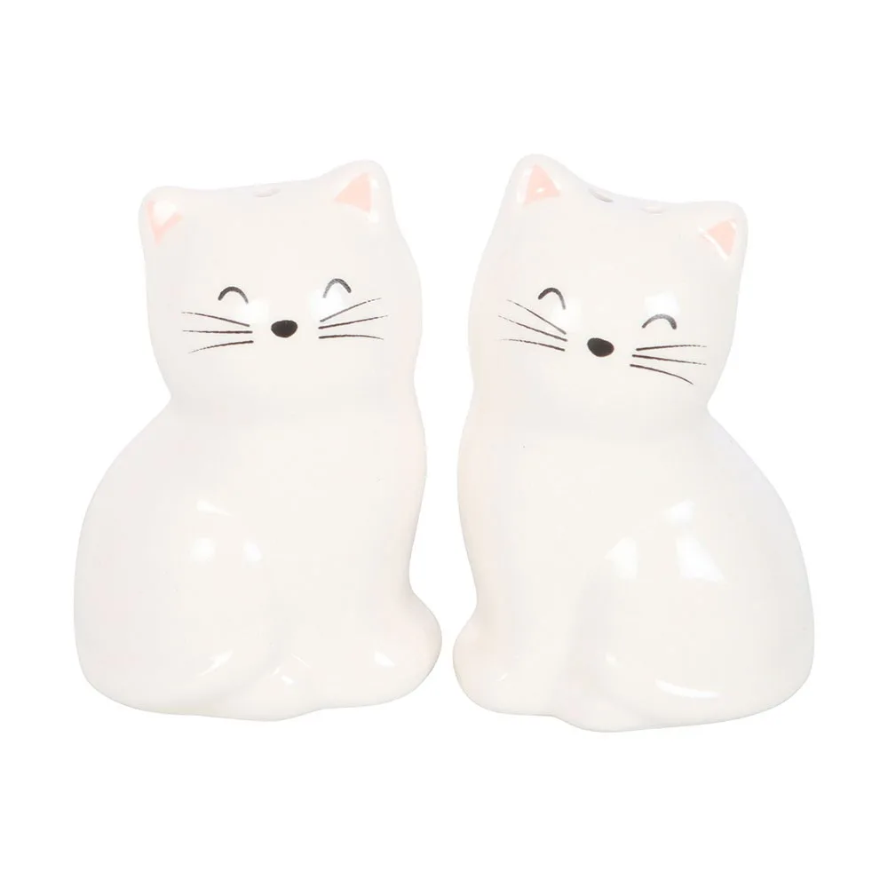 White Cat Shaped Salt and Pepper Shakers - Image 2