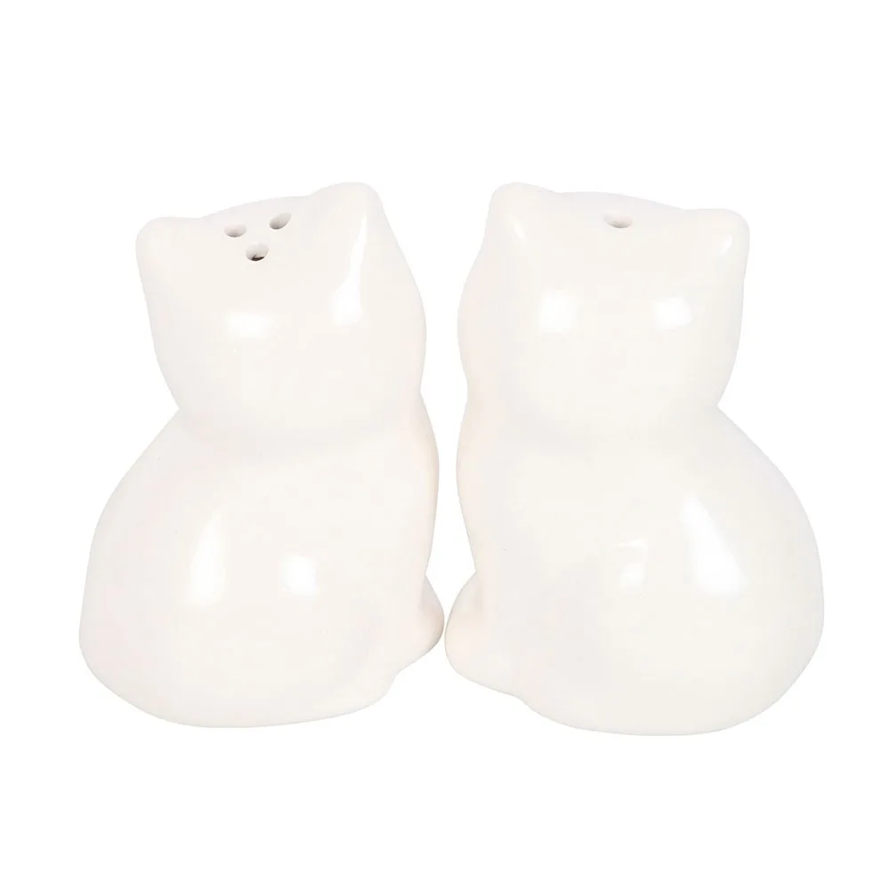 White Cat Shaped Salt and Pepper Shakers - Image 3