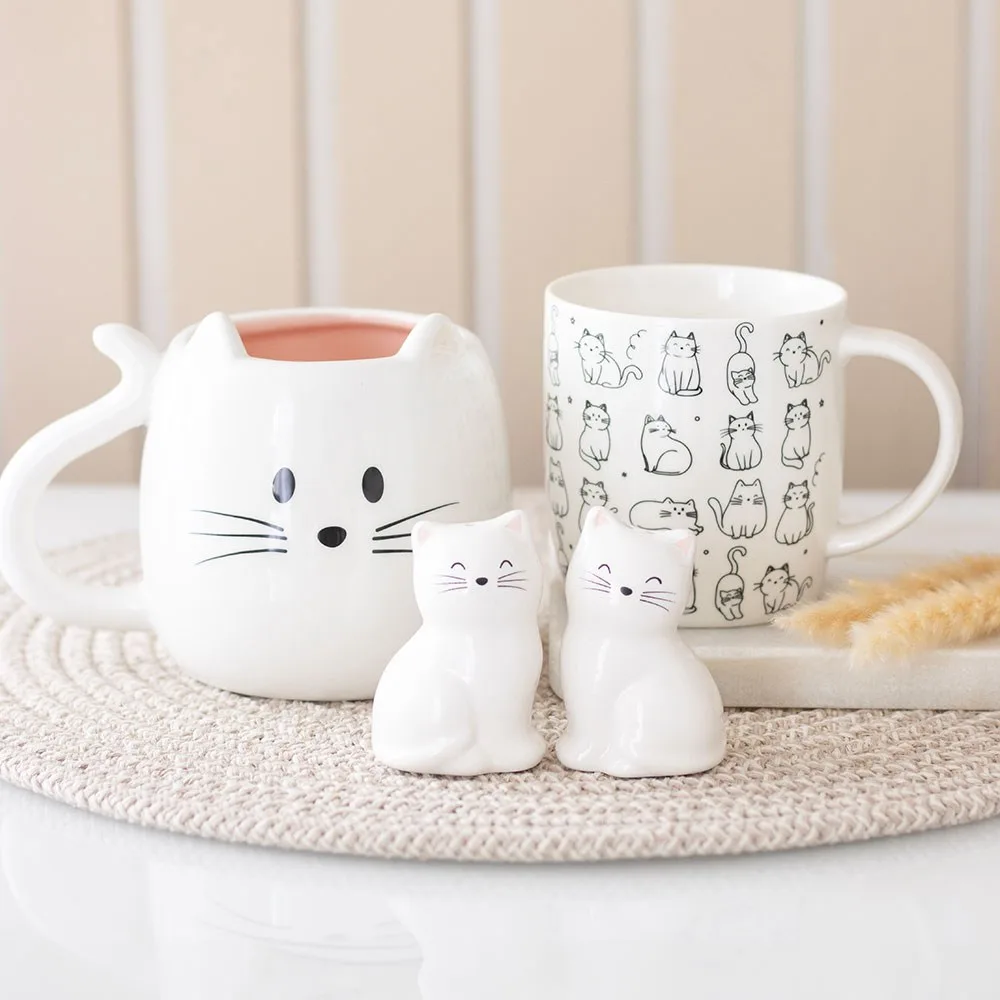 White Cat Shaped Salt and Pepper Shakers - Image 5